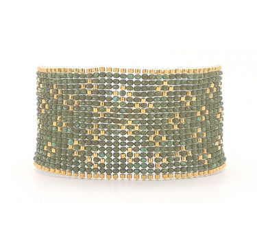 Brazalete Telar Dorado Grueso Miniflor Turquesa T